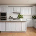 Cabinet painting vs cabinet replacement comparison showing a bright kitchen with freshly painted white cabinets and a modern layout