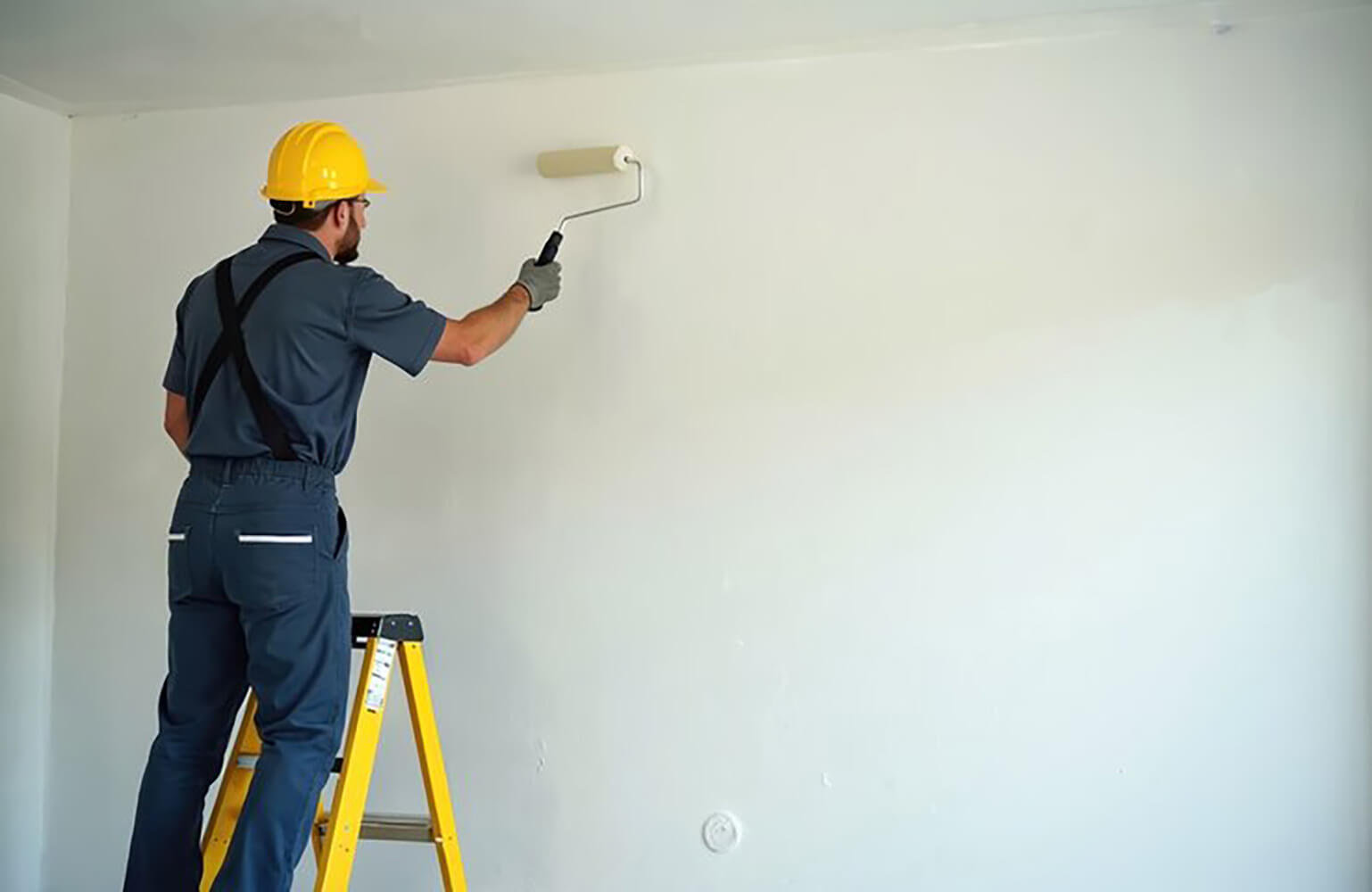 Painter applying fresh paint to a wall as part of how to prepare your home for an interior painting project before professional work begins